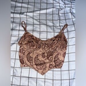 Paisley print, bandanna/corset style tank (not an actual corset)